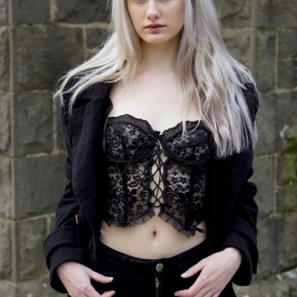 Black Lace Floral Corset Top New - Picture 12 of 12